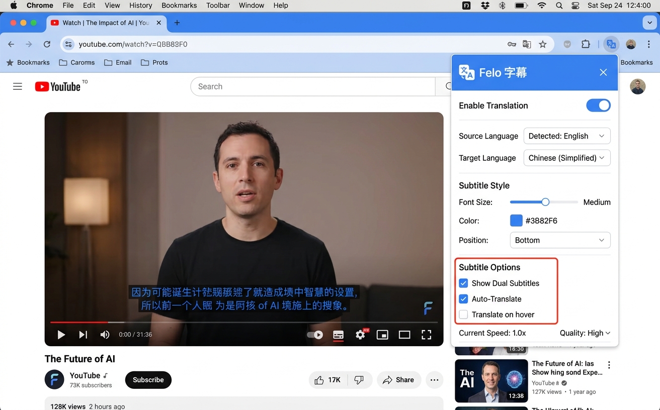 Felo字幕拡張機能追加画面｜chrome 拡張機能 おすすめ 仕事