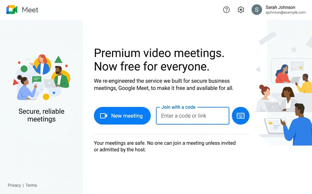 Googleミートトップ画面｜google meet 使い方 パソコン