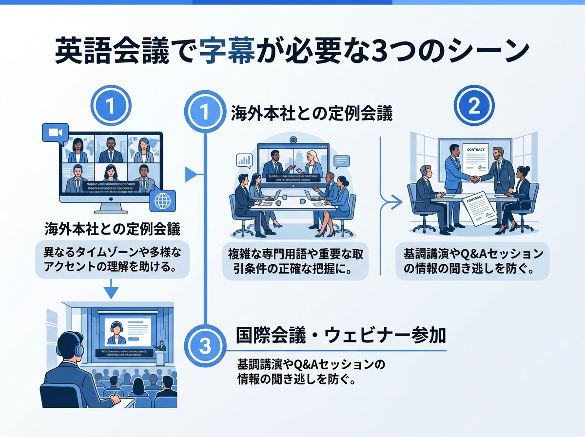 英語会議で字幕が必要な3つのシーン｜会議 英語 字幕