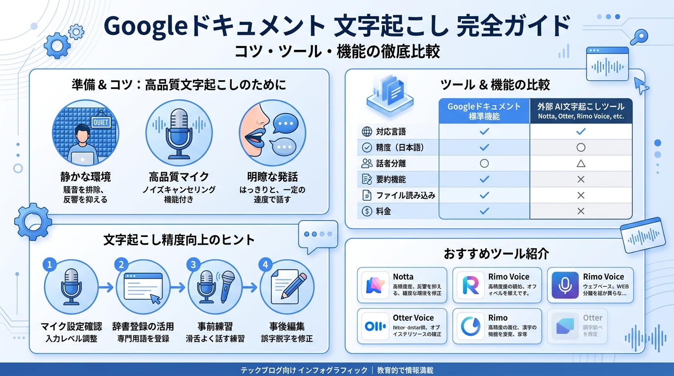 Googleドキュメントで効率的な文字起こし｜マイク設定・話し方・環境設定のポイント