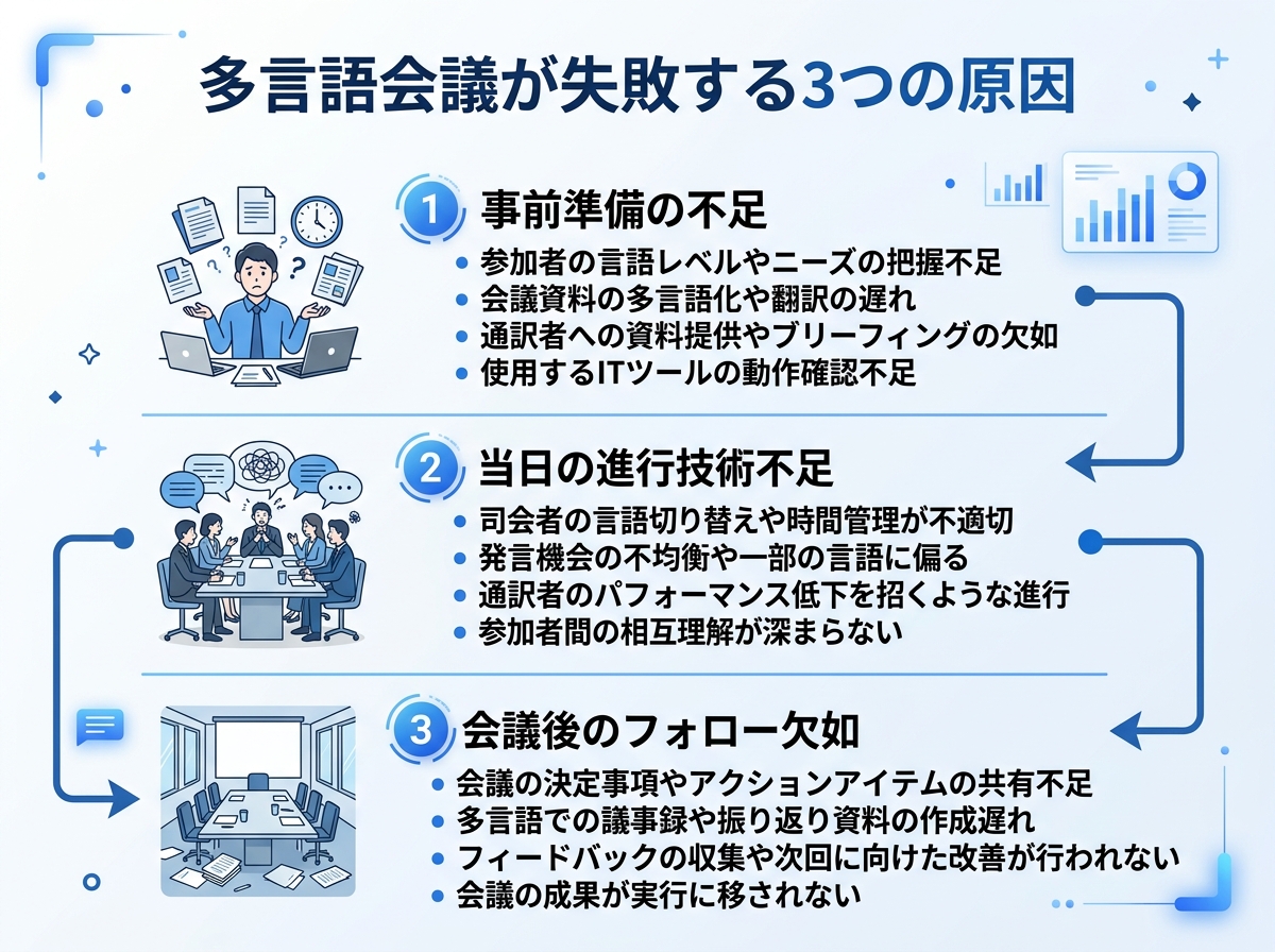 多言語会議が失敗する3つの原因｜多言語会議 運営 コツ