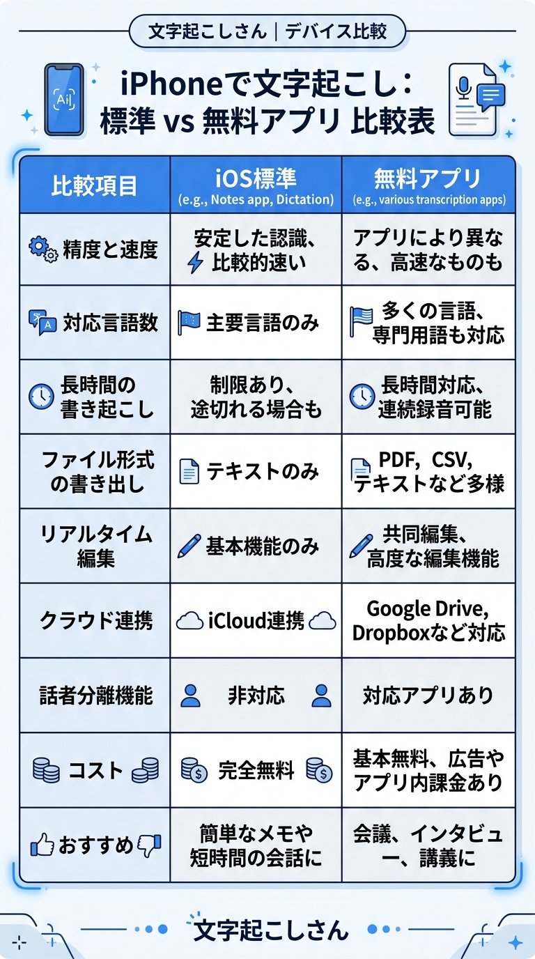 文字起こしさんと他ツールの比較インフォグラフィック｜文字起こし ツール