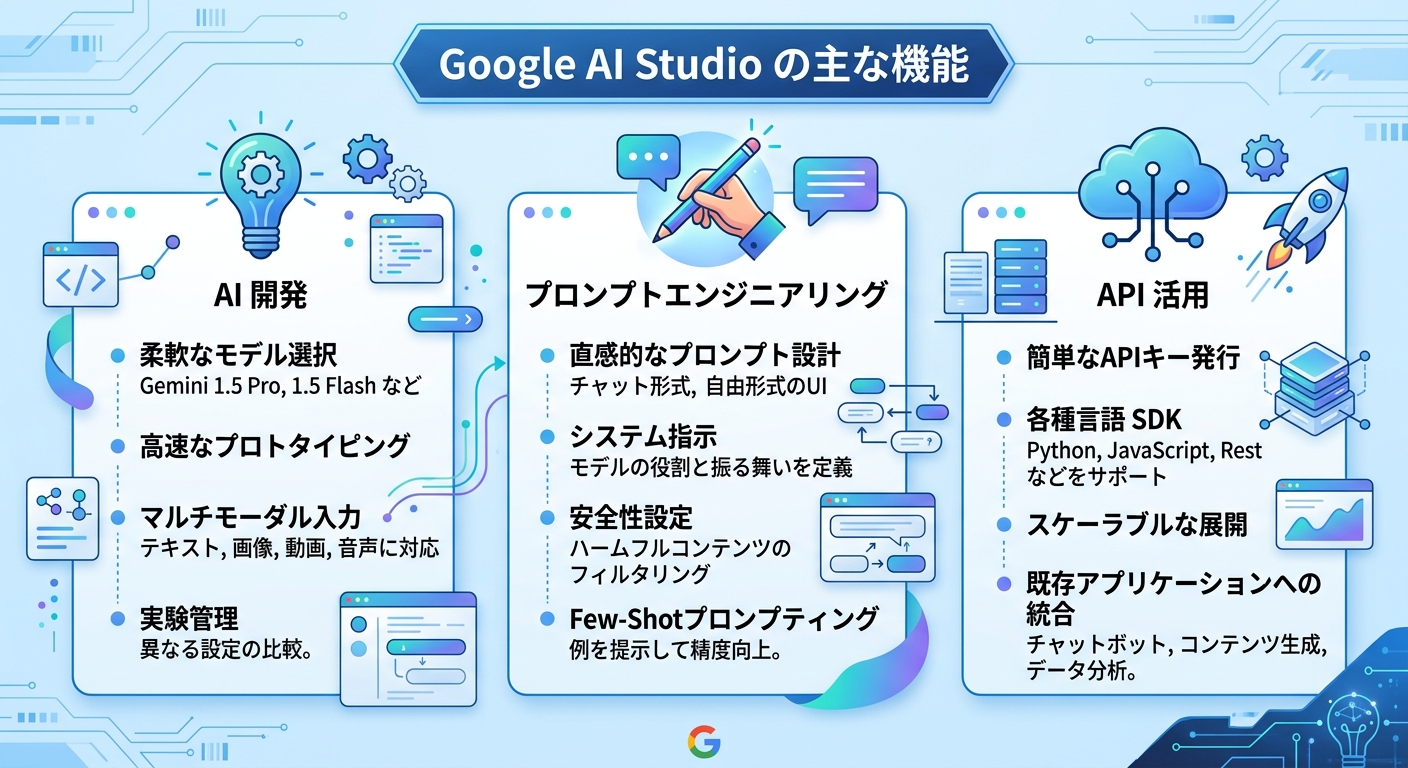 Google AI Studioの5つの主な機能｜AI開発ツール