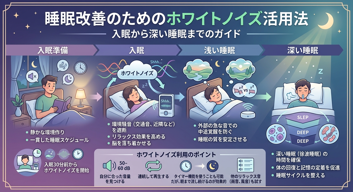 ホワイトノイズで睡眠改善｜入眠〜深い睡眠まで