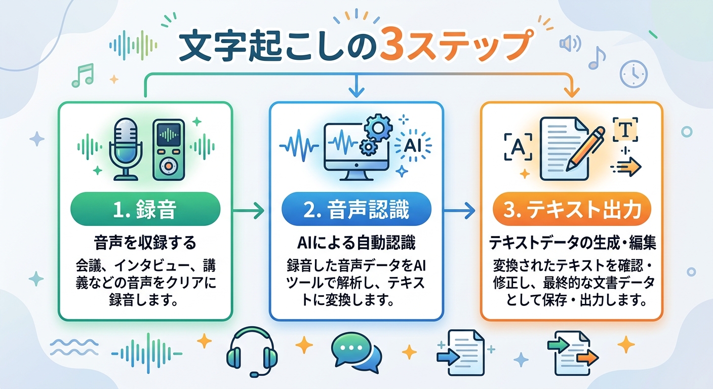 ボイスレコーダー文字起こしの3ステップ｜ASR音声認識