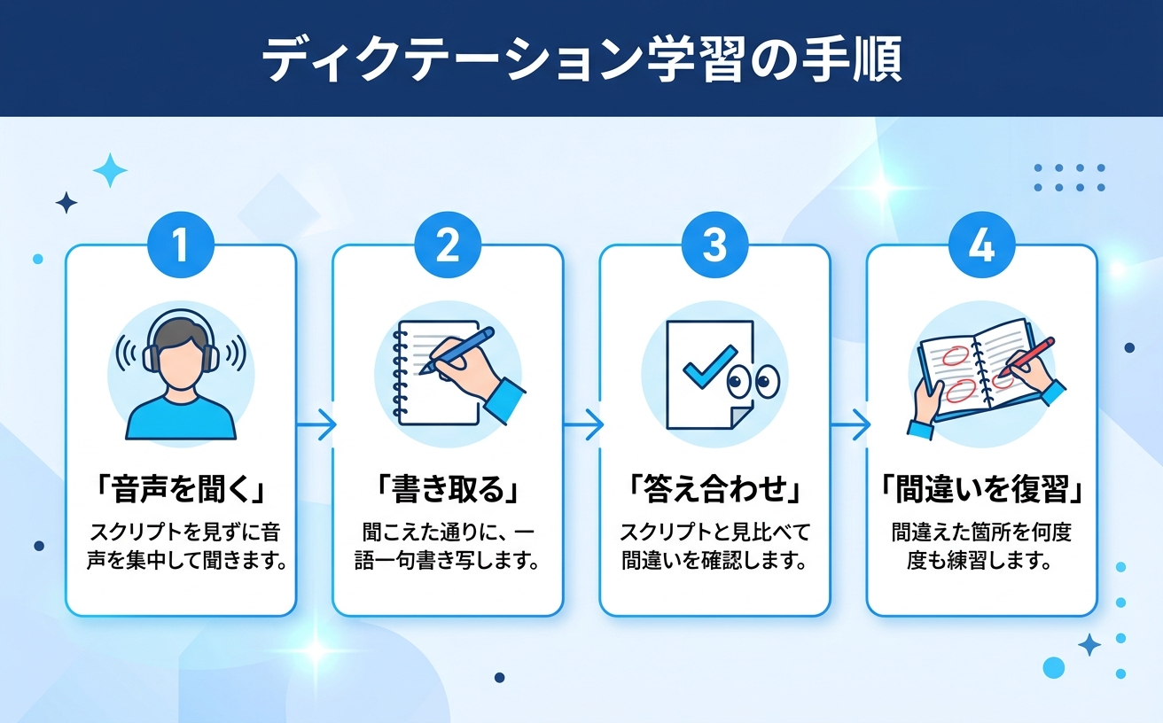 ディクテーション学習の手順｜5ステップで英語リスニング向上