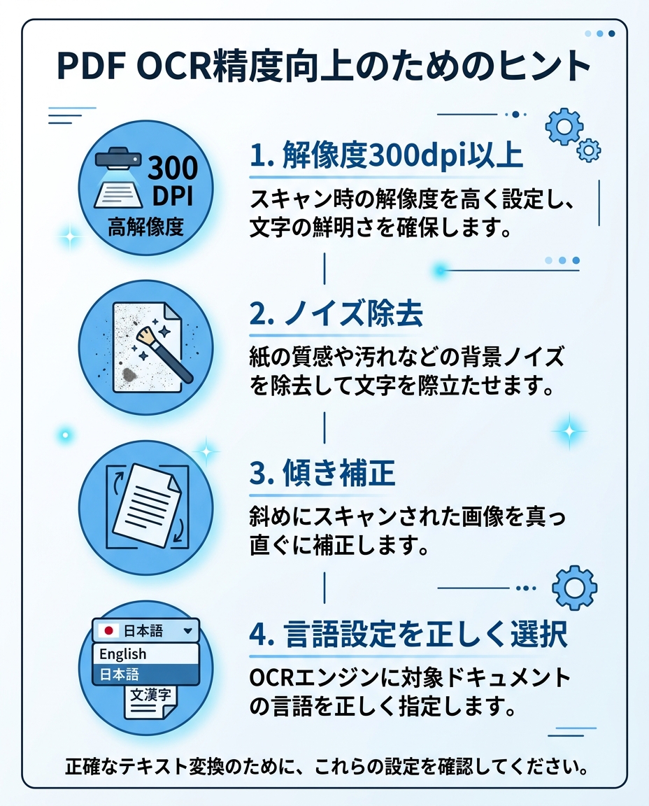PDF文字起こし精度向上のポイント｜スキャン設定とOCR前処理