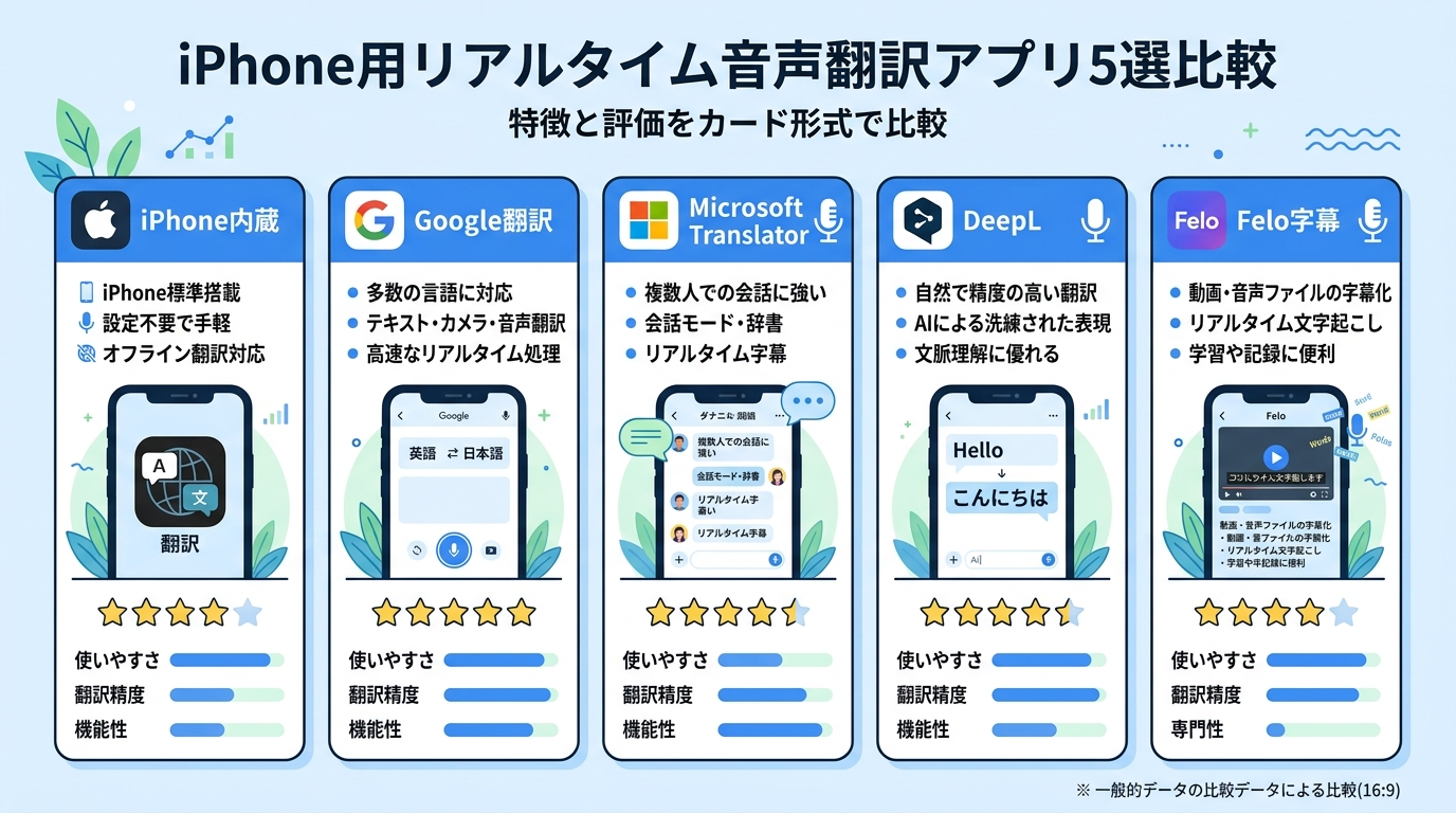 iPhone用リアルタイム音声翻訳アプリ5選比較|音声翻訳アプリ